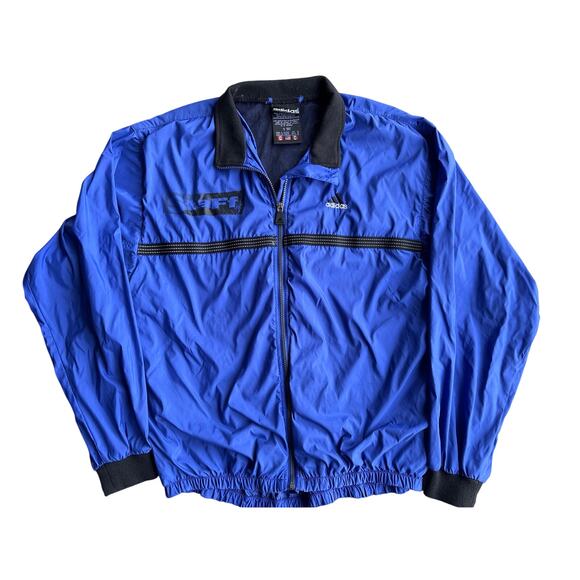 Vintage Y2K Adidas Staff Blue vented Windbreaker Ride for a reason Medium zip - Picture 1 of 7